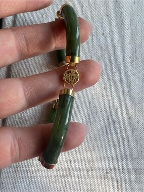Gold Accent Green Jade Tube Bracelet - Women's Jewelry